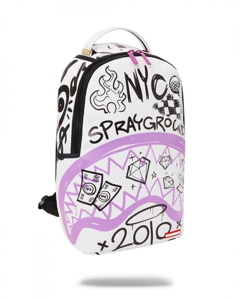 Sprayground Backpack HANDWRITTEN SHARK DLXR BACKPACK White | BGKCE4302