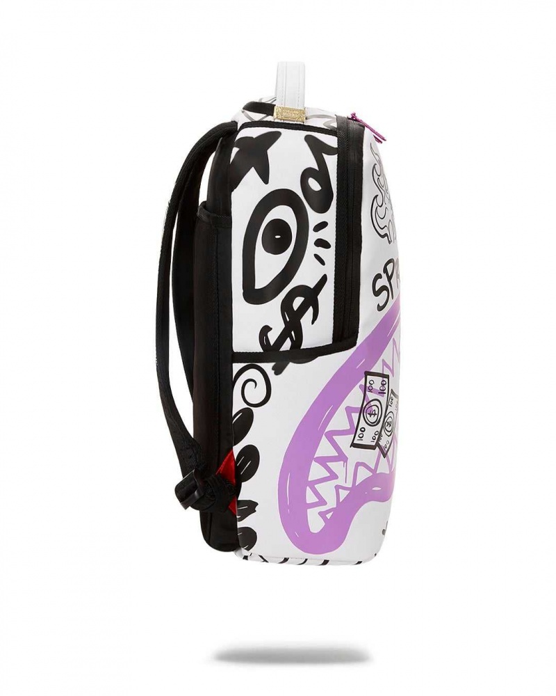 Sprayground Backpack HANDWRITTEN SHARK DLXR BACKPACK White | BGKCE4302