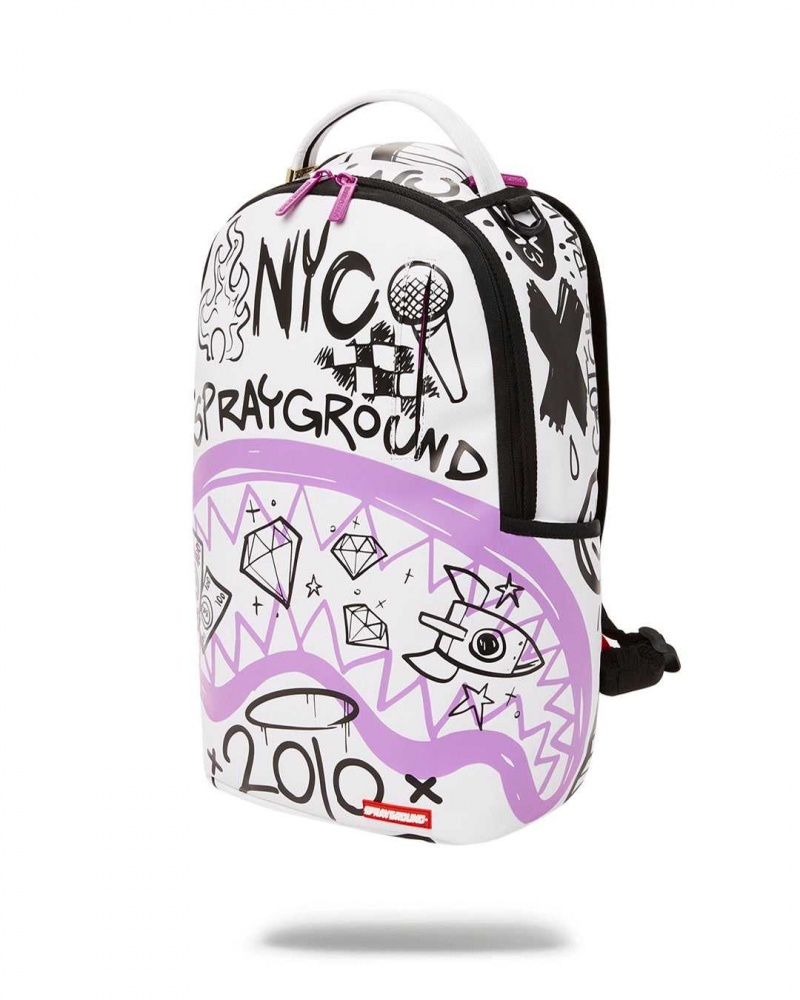 Sprayground Backpack HANDWRITTEN SHARK DLXR BACKPACK White | BGKCE4302