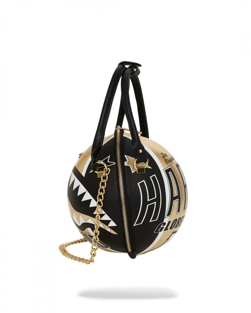 Sprayground Backpack HARLEM GLOBETROTTERS BASKETBALL SHAPED BAG BACKPACK Gold | POSTY0817