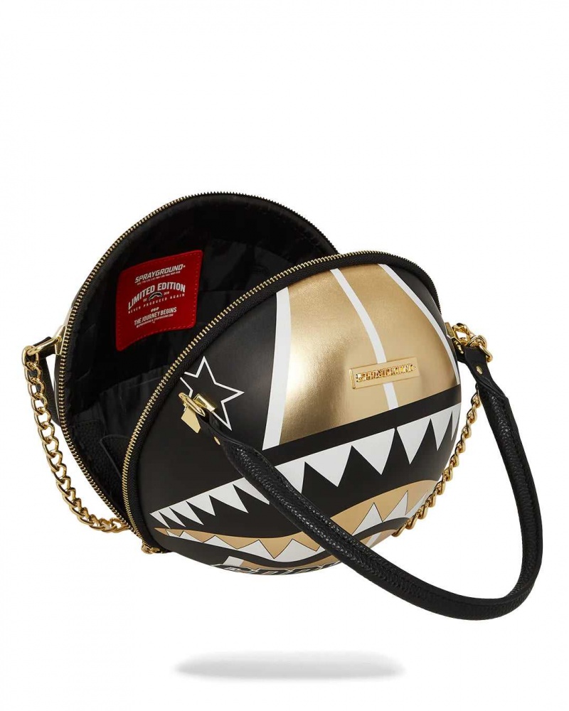 Sprayground Backpack HARLEM GLOBETROTTERS BASKETBALL SHAPED BAG BACKPACK Gold | POSTY0817