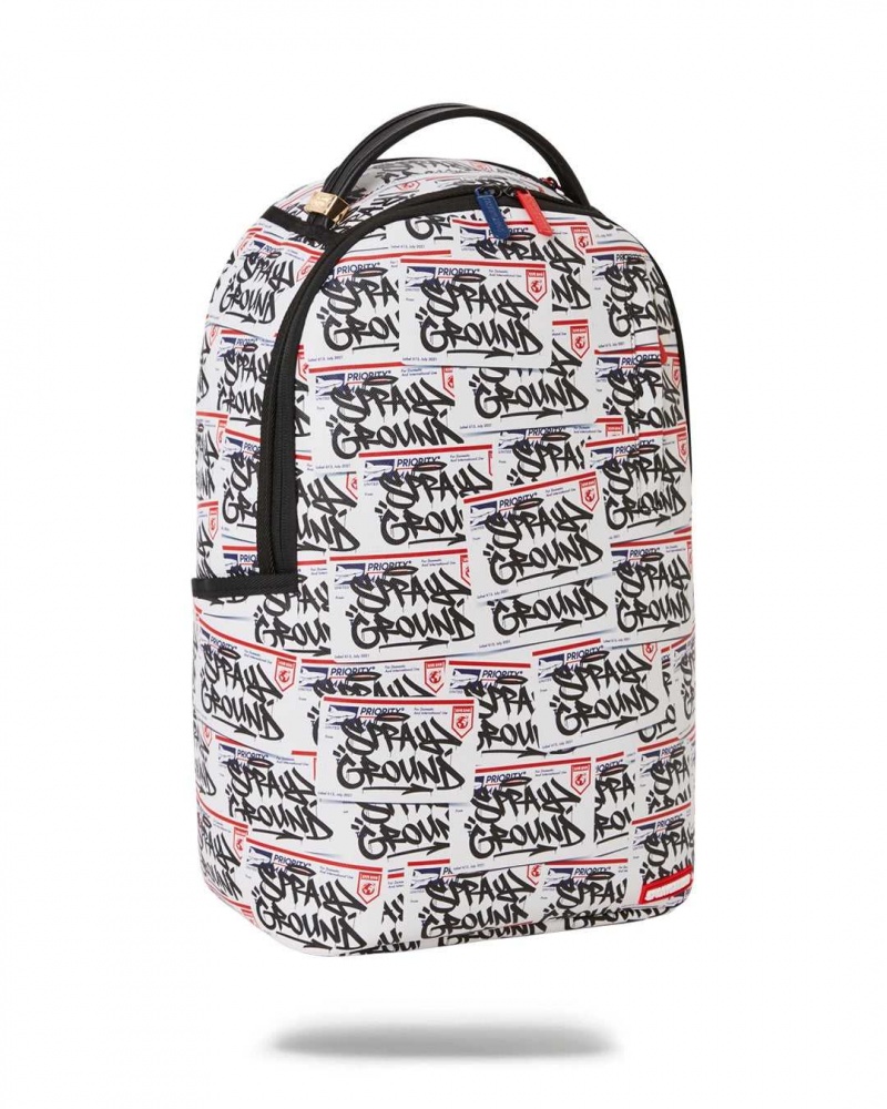 Sprayground Backpack HELLO MY NAME IS STICKERS White | MQKNS2781