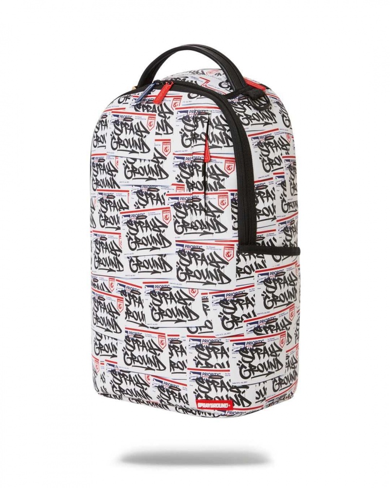 Sprayground Backpack HELLO MY NAME IS STICKERS White | MQKNS2781