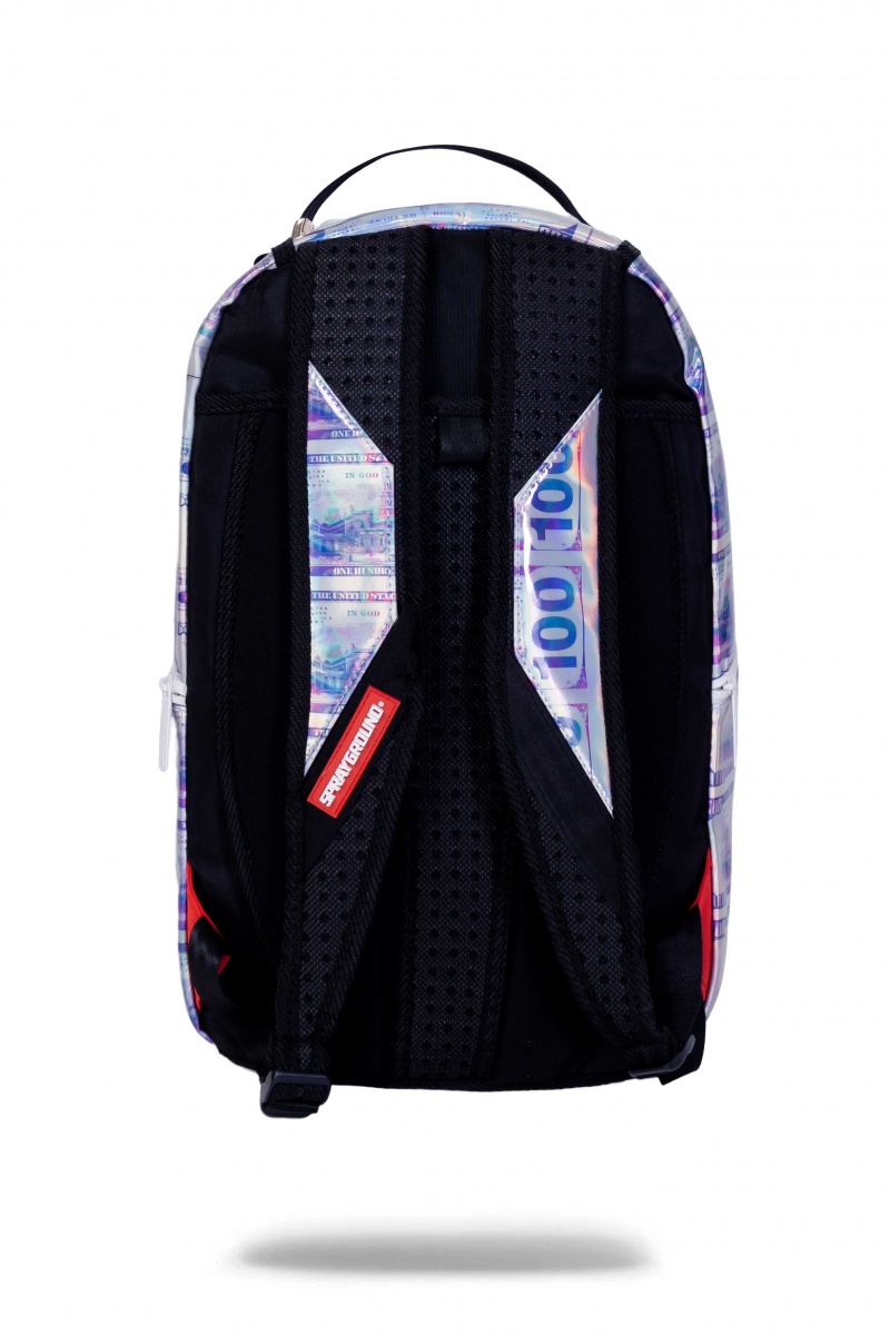 Sprayground Backpack HOLOGRAM MONEY Silver | XDBRQ7156