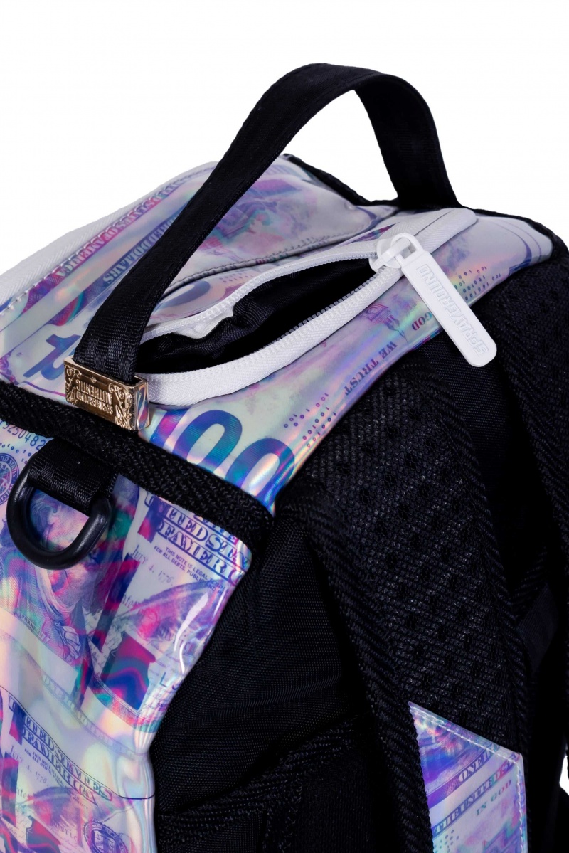 Sprayground Backpack HOLOGRAM MONEY Silver | XDBRQ7156