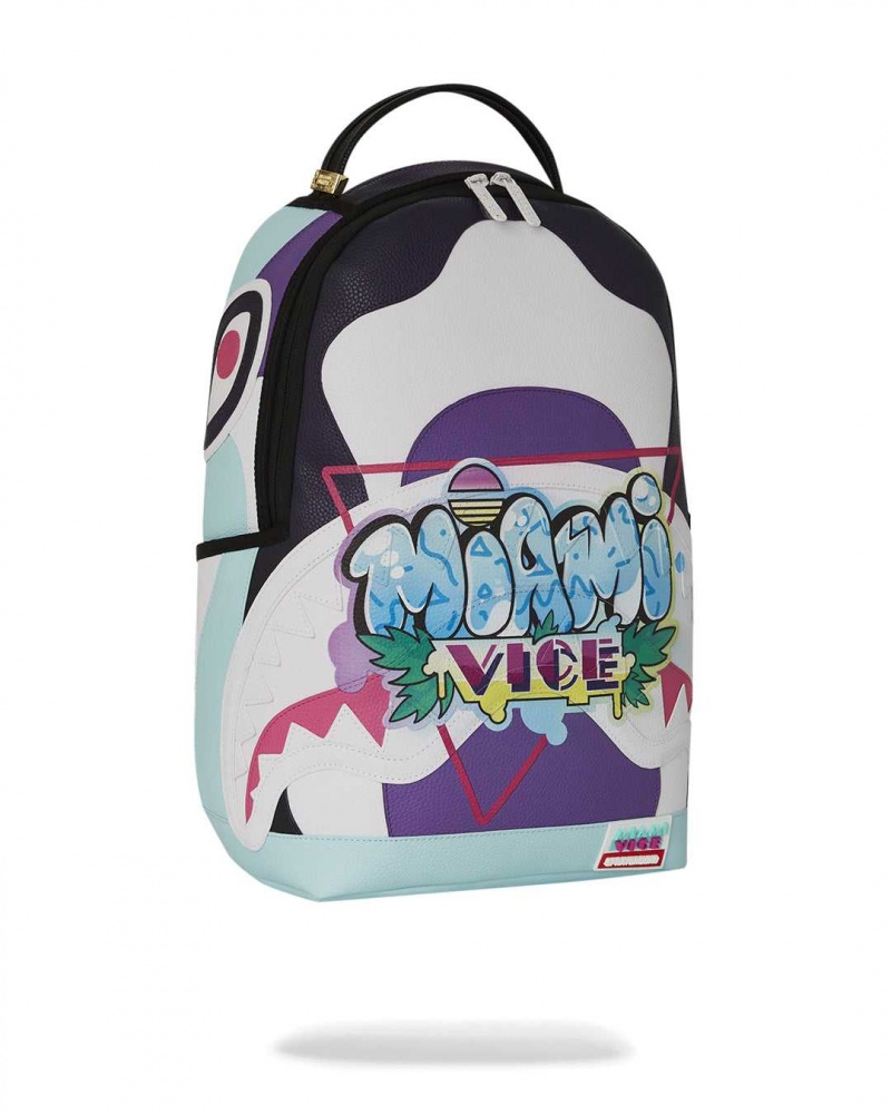 Sprayground Backpack MIAMI VICE GRAFFITI TAG BACKPACK Blue | TWNXY3916