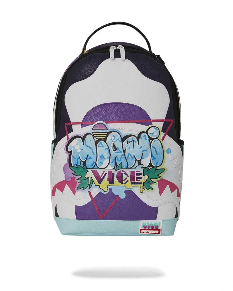 Sprayground Backpack MIAMI VICE GRAFFITI TAG BACKPACK Blue | TWNXY3916