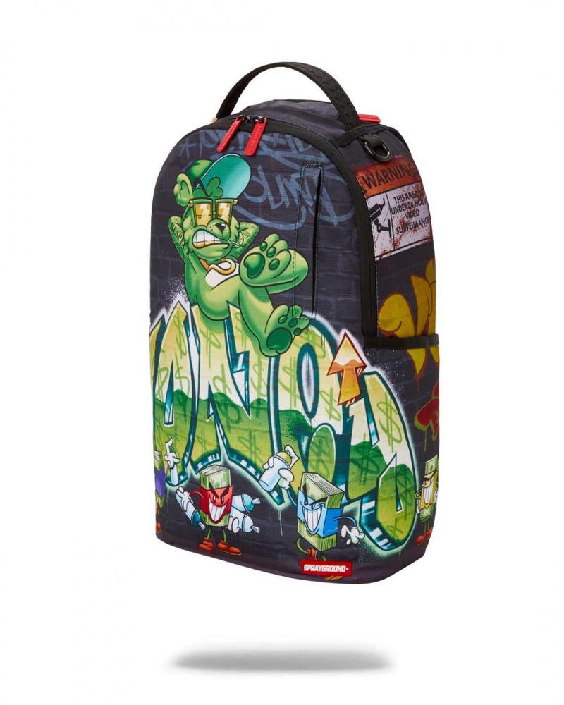 Sprayground Backpack MONEY BEAR GRAFFITI DLXR BACKPACK Black | TOKZW6534