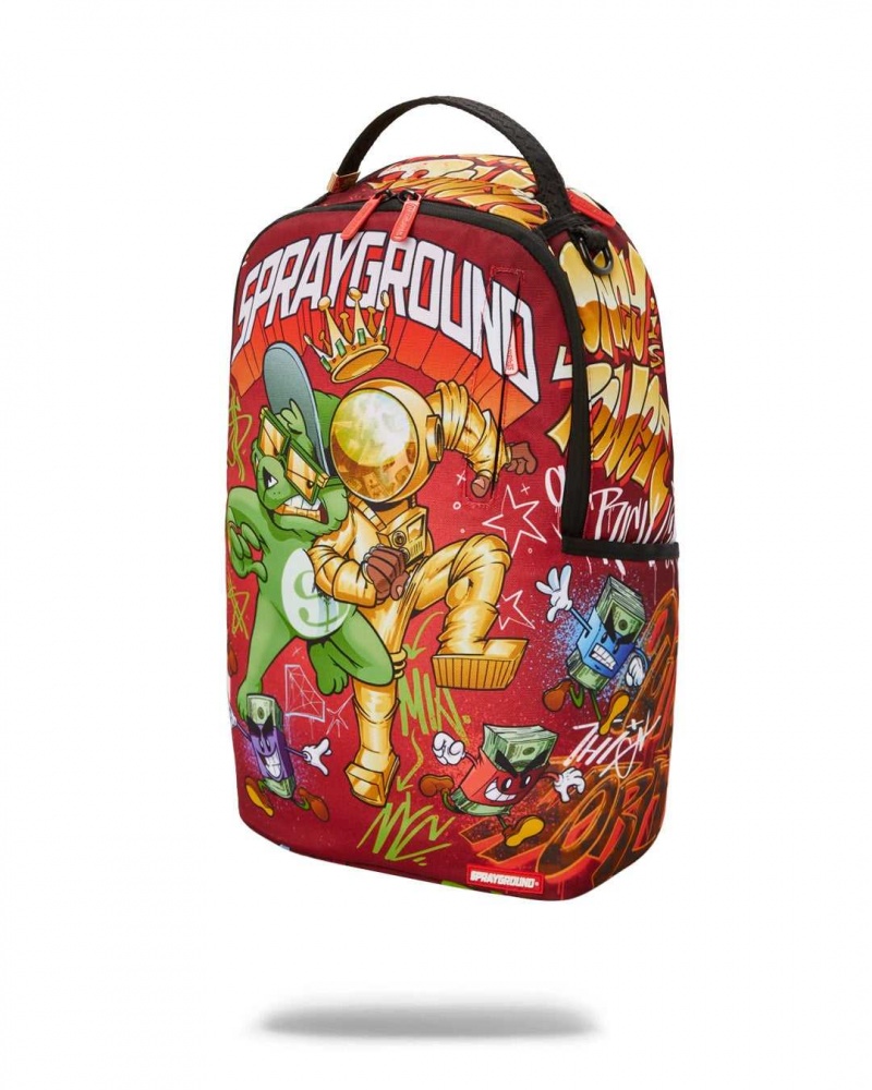 Sprayground Backpack MONEY BEAR VS ASTROMANE DLXR BACKPACK Red | NKQDG7029