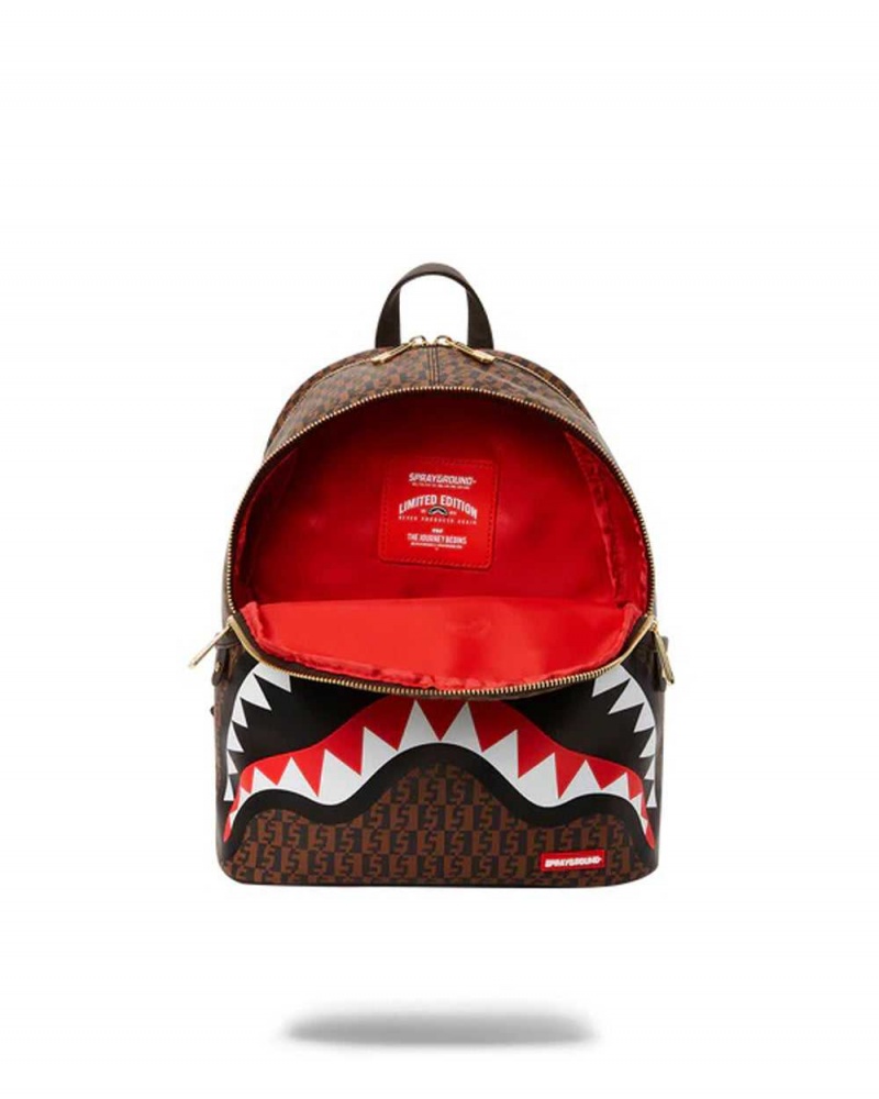 Sprayground Backpack MONEY CHECKERED SAVAGE Brown | EPJHA0537