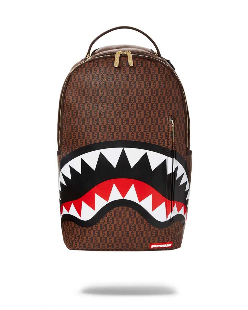 Sprayground Backpack MONEY CHECKERED BACKPACK Brown | JARDM0318