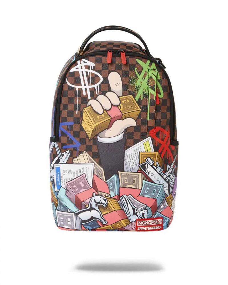 Sprayground Backpack MONO - MONOPOLY STACKED Brown | KDHTL3059