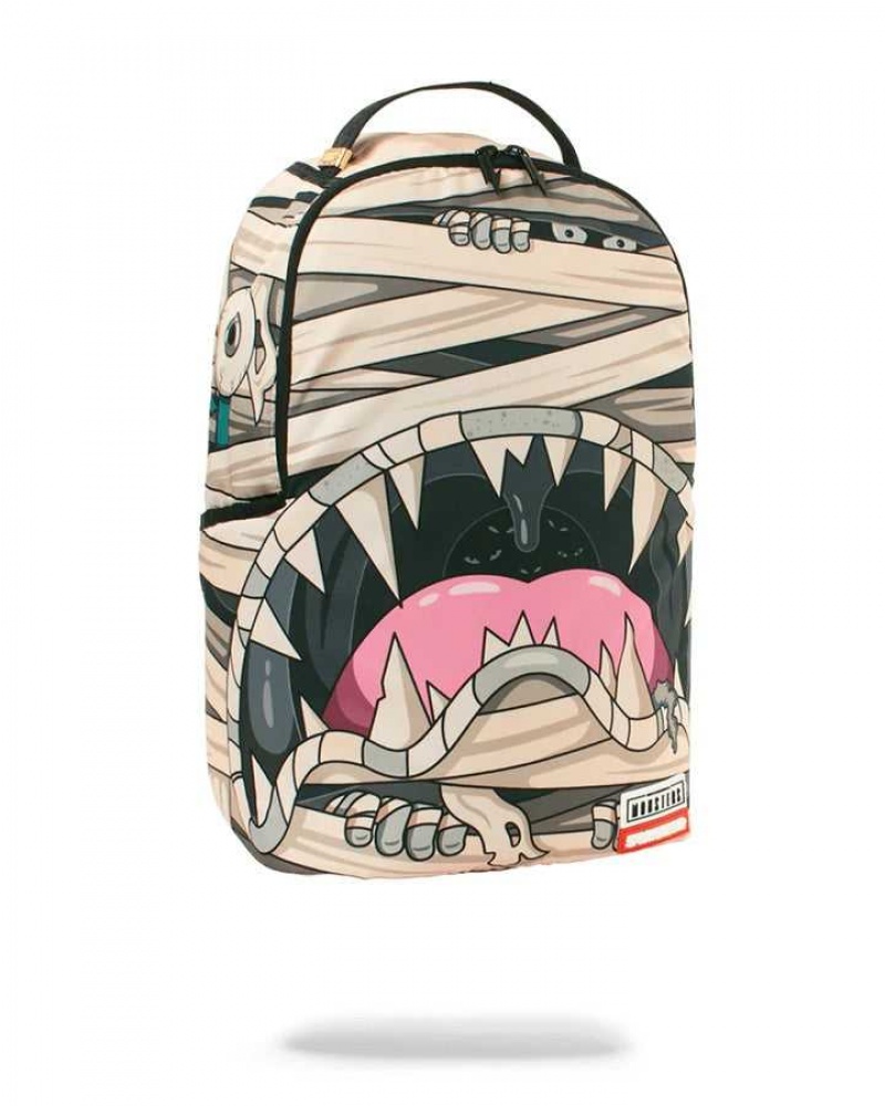 Sprayground Backpack MONSTERS MUMMY SHARK Beige | JZOKL2674