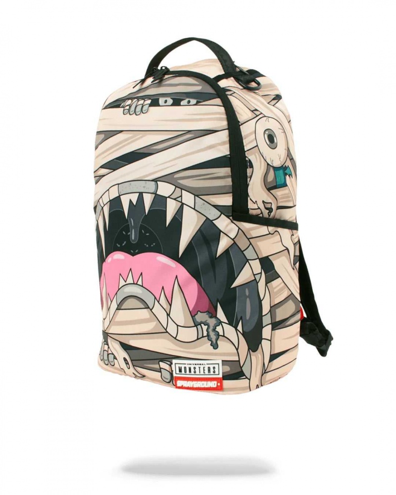 Sprayground Backpack MONSTERS MUMMY SHARK Beige | JZOKL2674