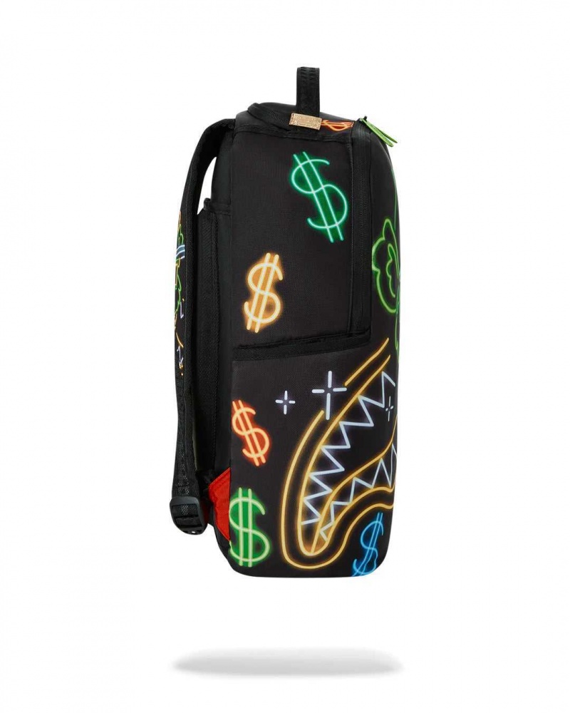 Sprayground Backpack NEON MONEY BEAR DLXSR BACKPACK Black | ZFDUI4291