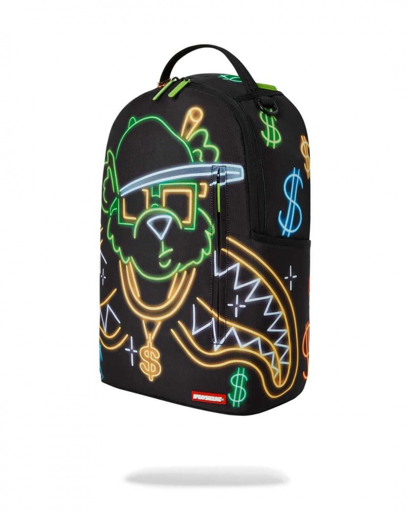 Sprayground Backpack NEON MONEY BEAR DLXSR BACKPACK Black | ZFDUI4291