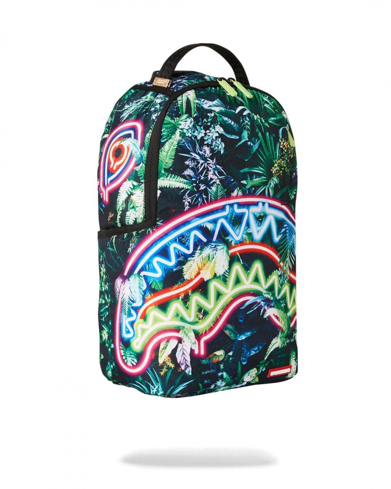 Sprayground Backpack NEON SHARK JUNGLE DLXSR BACKPACK Green | SKBFM9403