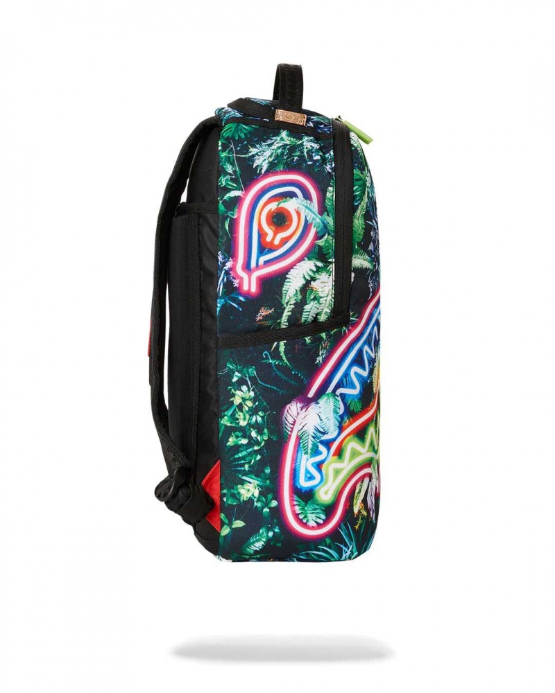 Sprayground Backpack NEON SHARK JUNGLE DLXSR BACKPACK Green | SKBFM9403