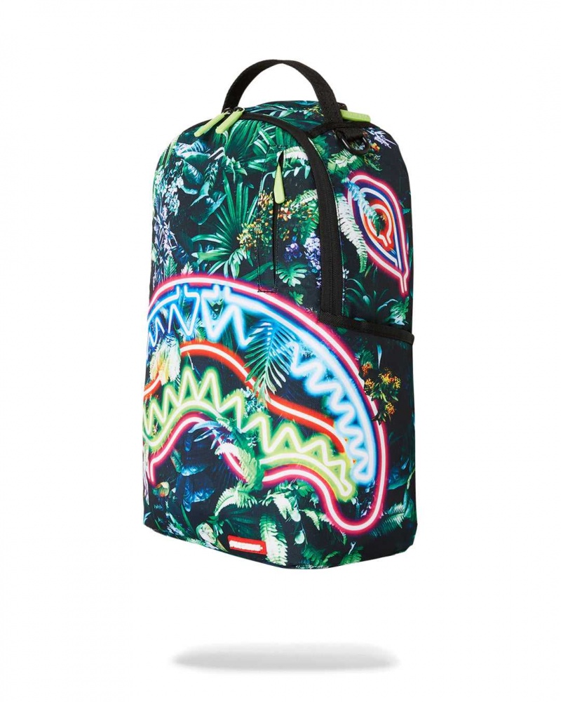 Sprayground Backpack NEON SHARK JUNGLE DLXSR BACKPACK Green | SKBFM9403