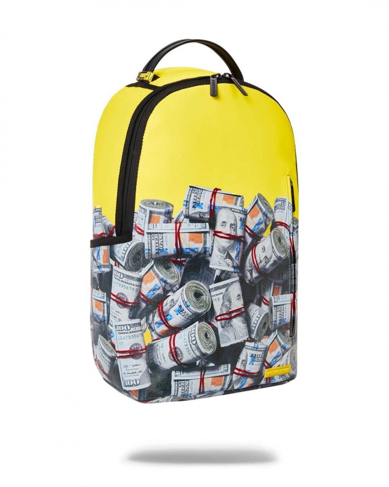 Sprayground Backpack NEW MONEY STACKS DLX BACKPACK Yellow | TBFSQ9287