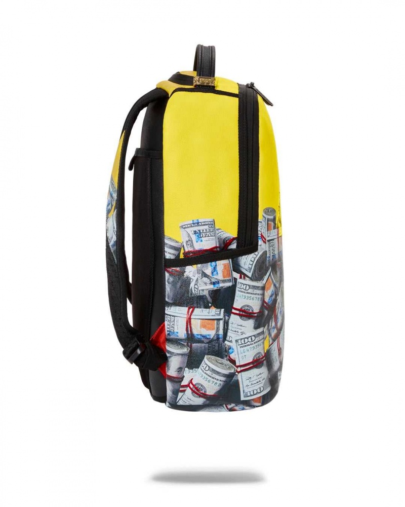 Sprayground Backpack NEW MONEY STACKS DLX BACKPACK Yellow | TBFSQ9287