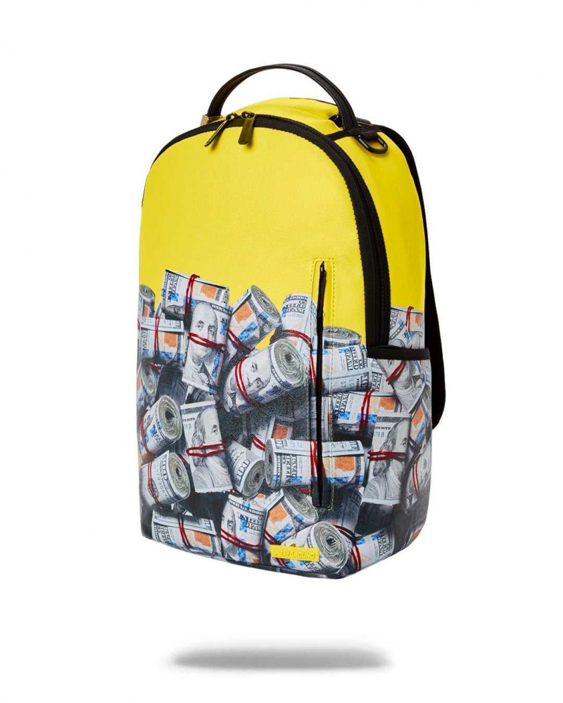 Sprayground Backpack NEW MONEY STACKS DLX BACKPACK Yellow | TBFSQ9287