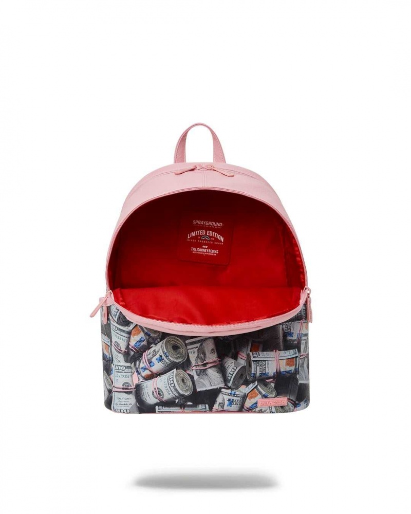 Sprayground Backpack NEW MONEY STACKS SAVAGE Pink | BKZAC8153