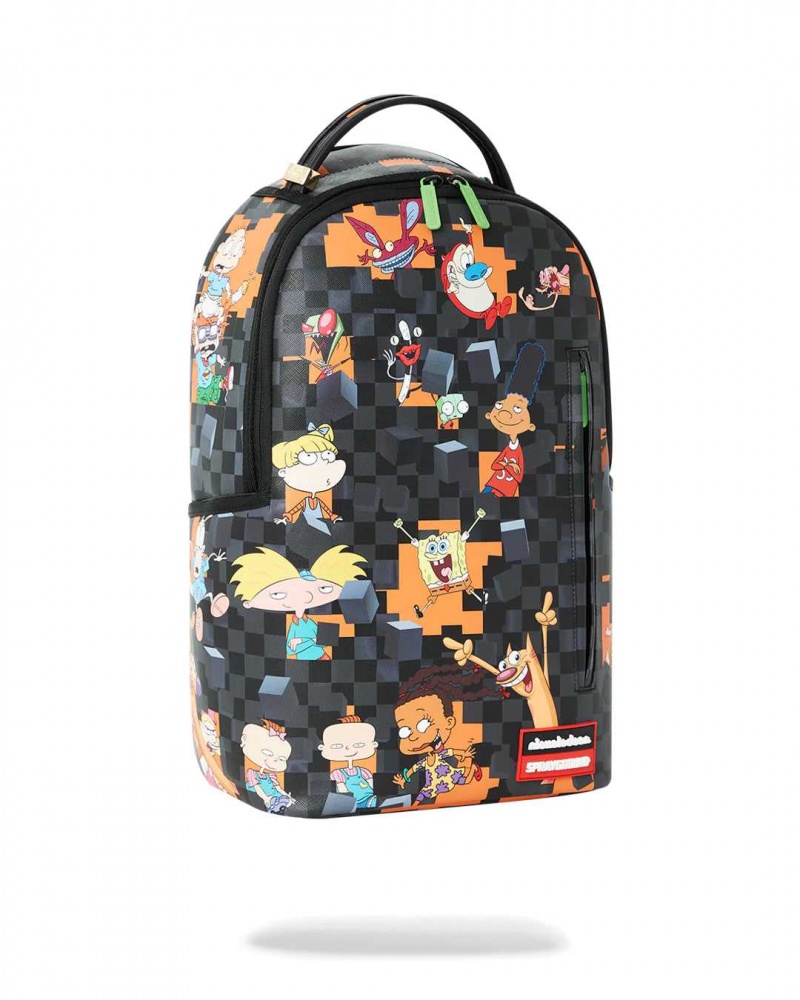 Sprayground Backpack NICKTOONS BUST THROUGH CHECKERS BACKPACK Black | JRWLK6524