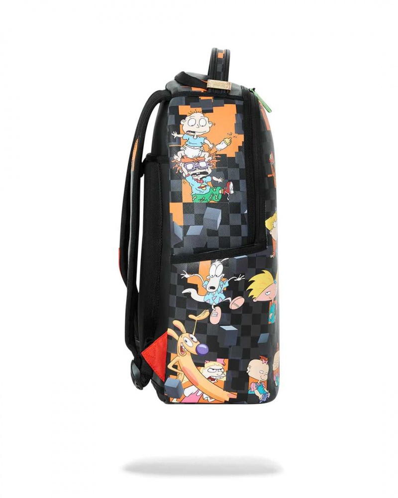 Sprayground Backpack NICKTOONS BUST THROUGH CHECKERS BACKPACK Black | JRWLK6524