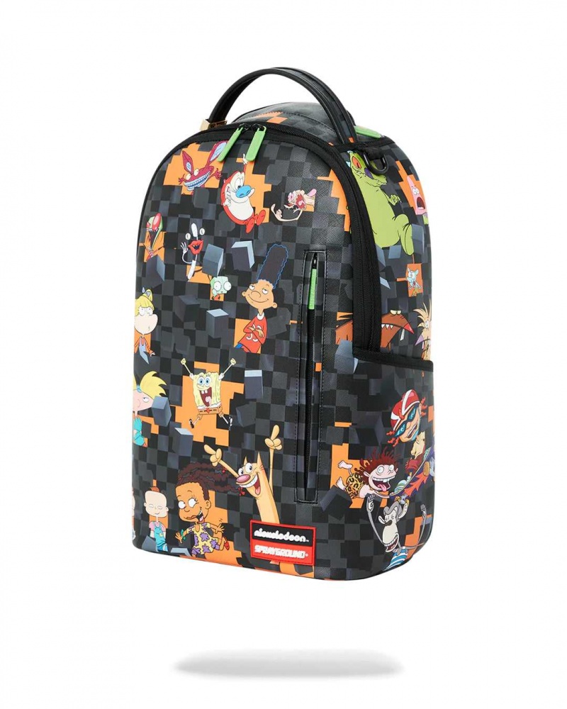 Sprayground Backpack NICKTOONS BUST THROUGH CHECKERS BACKPACK Black | JRWLK6524