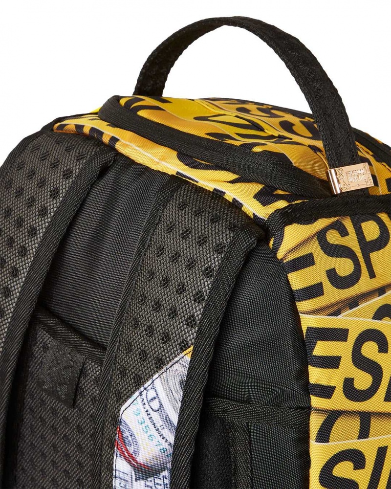 Sprayground Backpack NO TRESPASSING MONEY STASHED DLXSR BACKPACK Yellow | URBAV8163