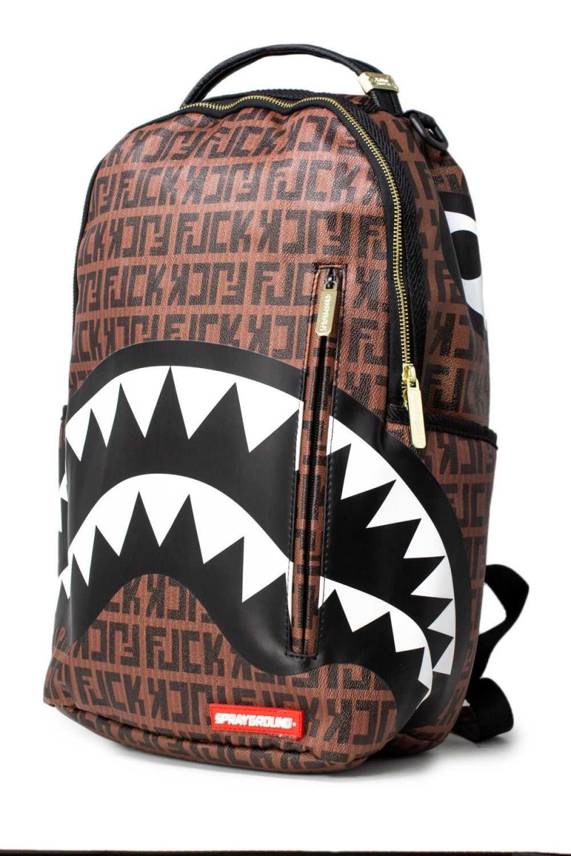 Sprayground Backpack OFFENDED SHARK Brown | BTJPD3506