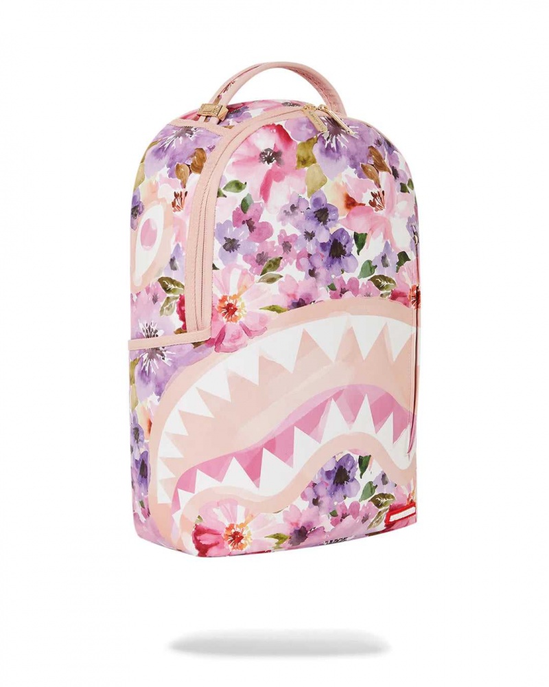 Sprayground Backpack PAINTED FLORAL SHARK BACKPACK Pink | XRQCB5916