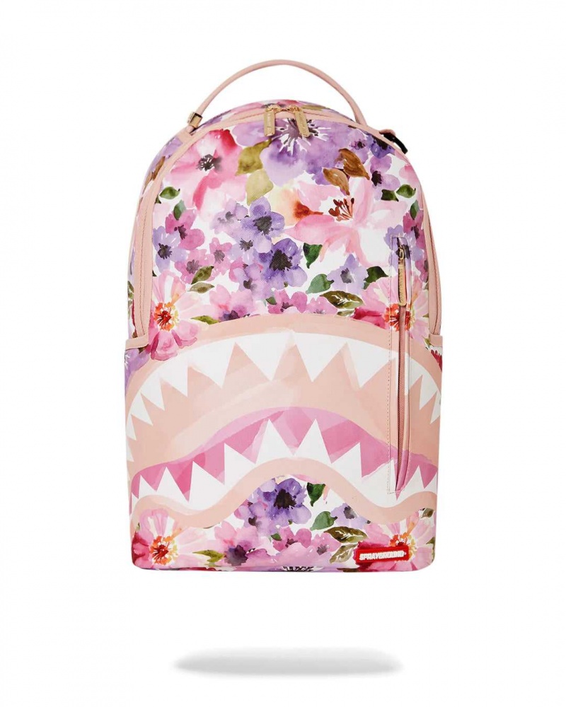 Sprayground Backpack PAINTED FLORAL SHARK BACKPACK Pink | XRQCB5916