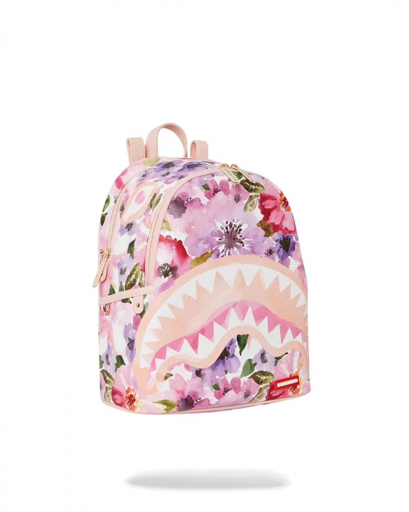 Sprayground Backpack PAINTED FLORAL SAVAGE BACKPACK Pink | CVAWM3857