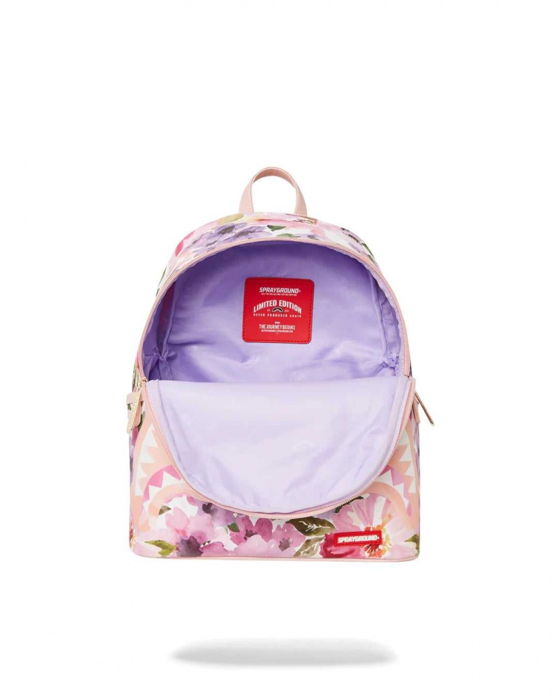 Sprayground Backpack PAINTED FLORAL SAVAGE BACKPACK Pink | CVAWM3857