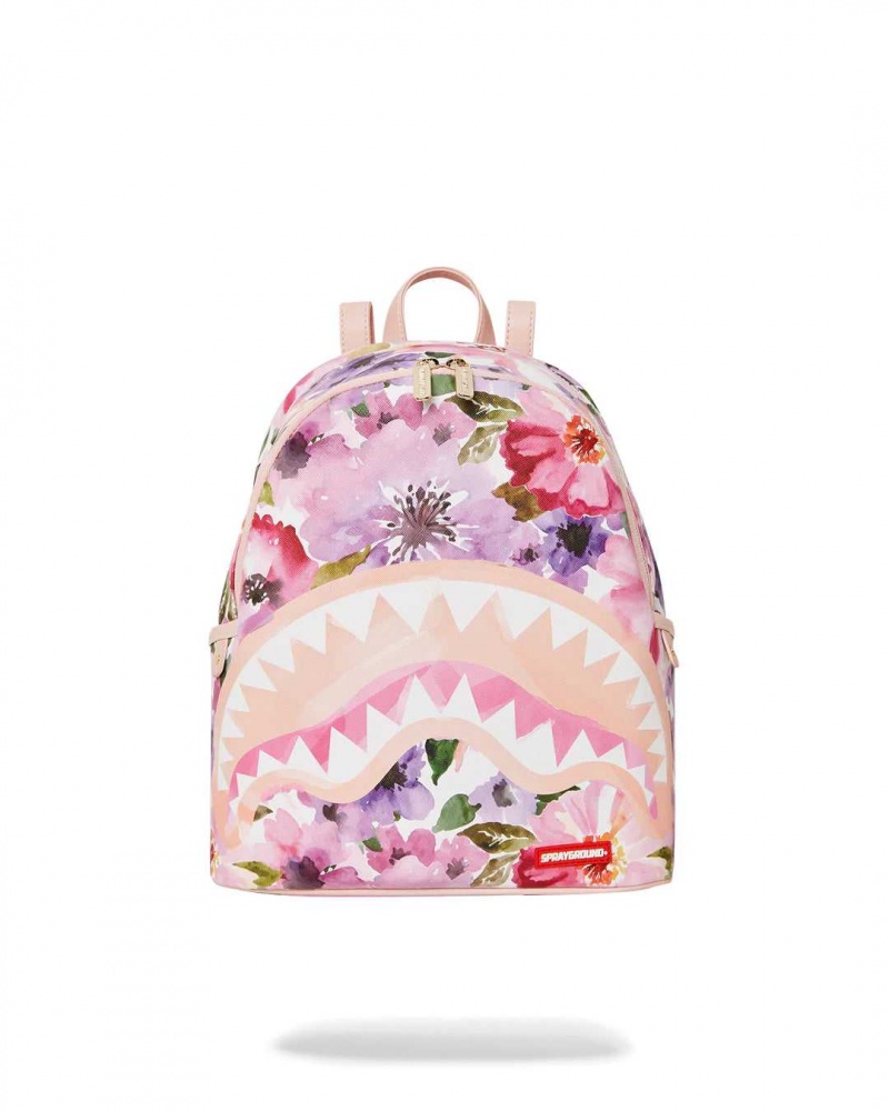 Sprayground Backpack PAINTED FLORAL SAVAGE BACKPACK Pink | CVAWM3857