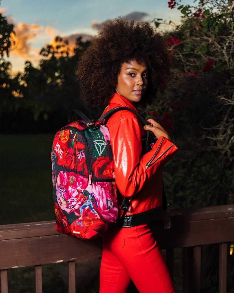 Sprayground Backpack PAINTED ROSES BACKPACK Red | JCNOX2618