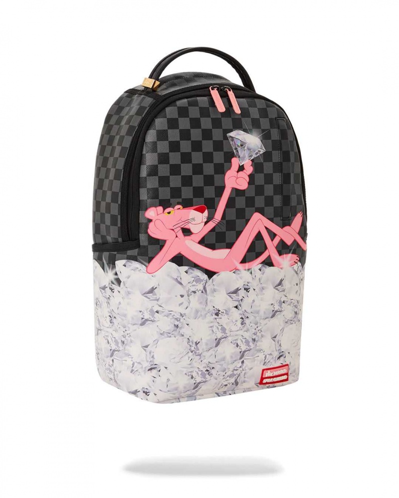 Sprayground Backpack PANTHER STACKED DIAMONDS BACKPACK Pink Grey | UZHVG6925