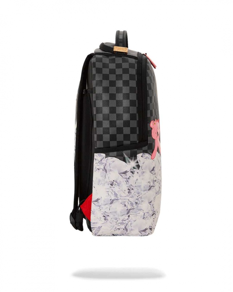 Sprayground Backpack PANTHER STACKED DIAMONDS BACKPACK Pink Grey | UZHVG6925