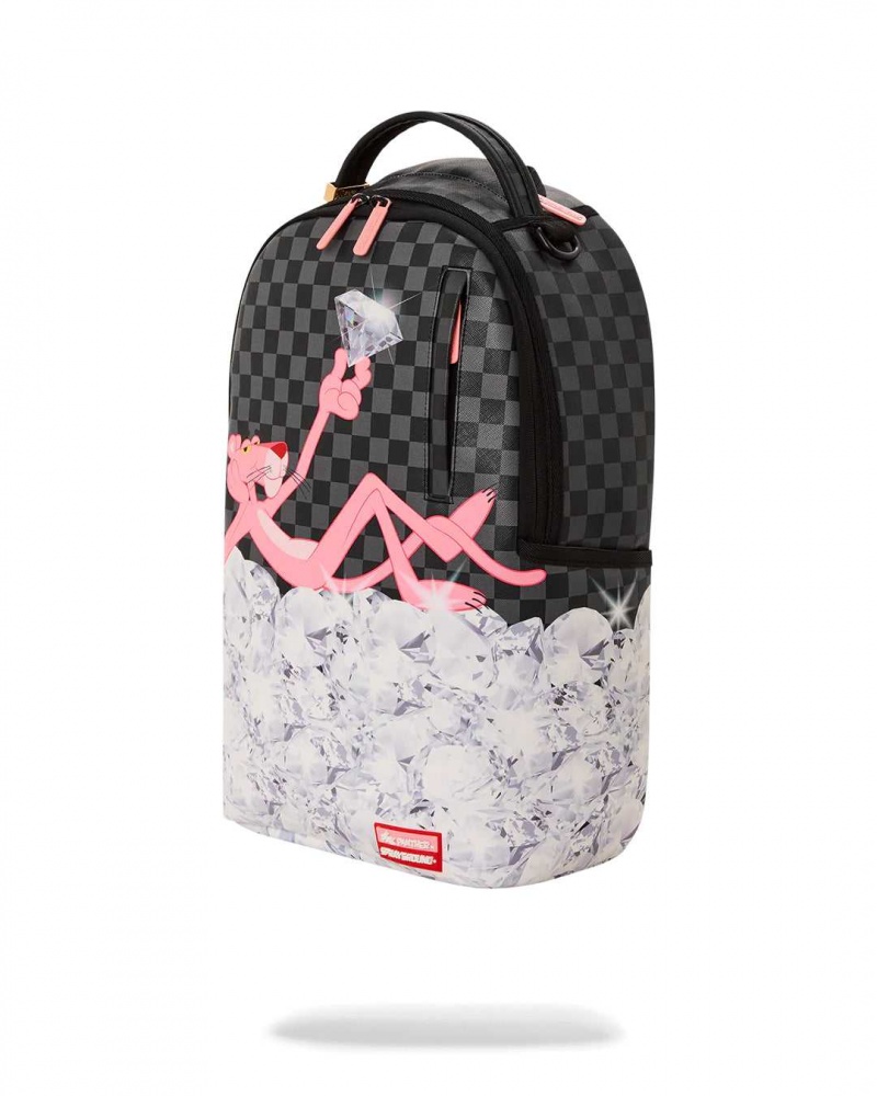 Sprayground Backpack PANTHER STACKED DIAMONDS BACKPACK Pink Grey | UZHVG6925