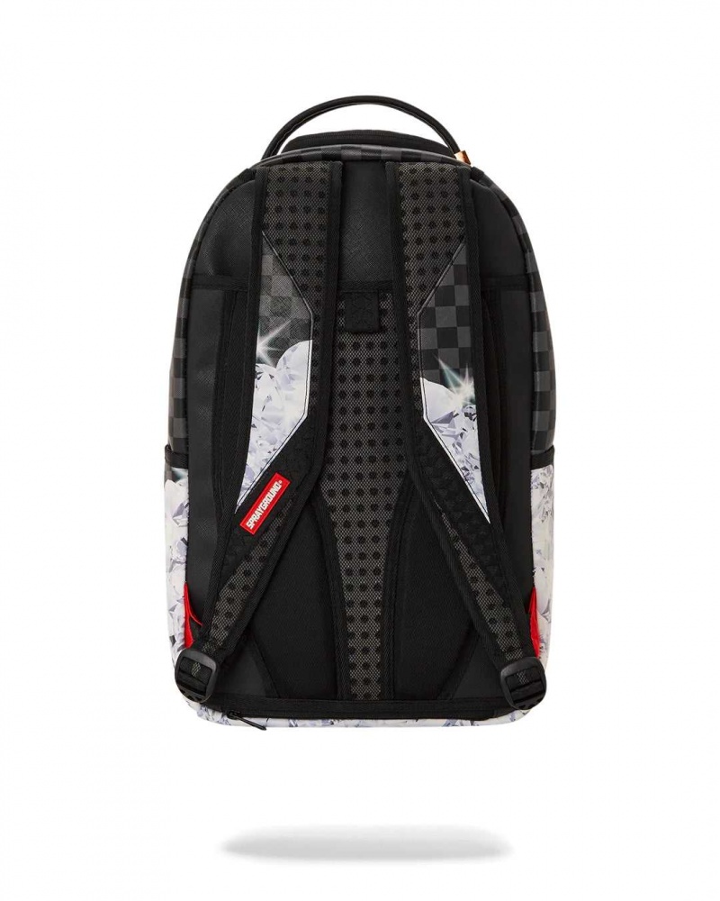 Sprayground Backpack PANTHER STACKED DIAMONDS BACKPACK Pink Grey | UZHVG6925