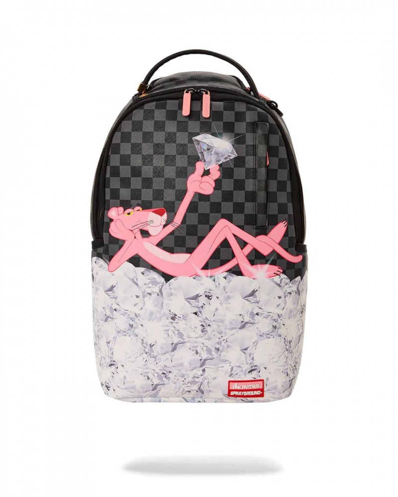 Sprayground Backpack PANTHER STACKED DIAMONDS BACKPACK Pink Grey | UZHVG6925