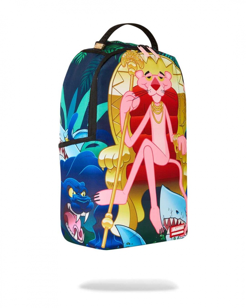 Sprayground Backpack PANTHER SITTING IN CHAIR BACKPACK Pink Blue | NAQJD2931