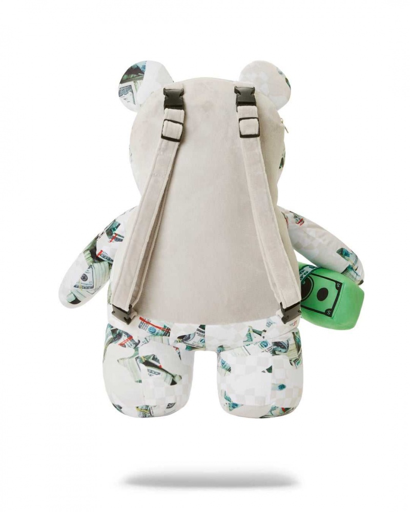 Sprayground Backpack POWDER 3AM MONEY BEAR White | ZUDSL4809