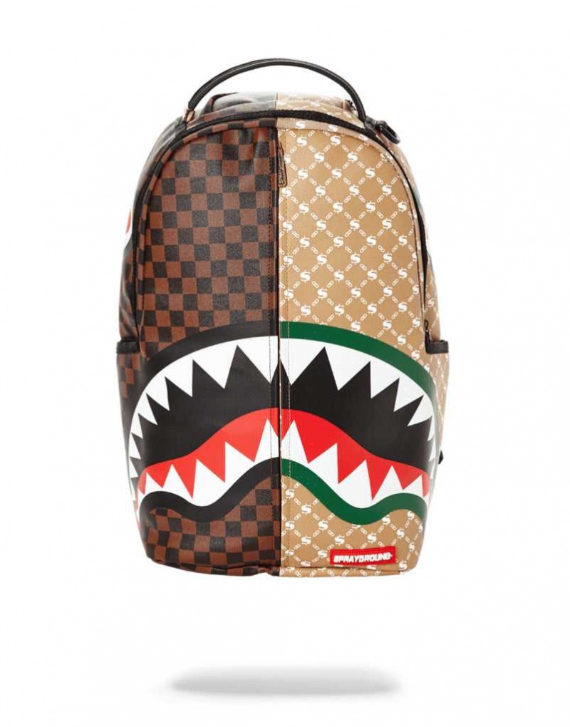 Sprayground Backpack Paris Vs Florence Shark Brown | DWZGB0479