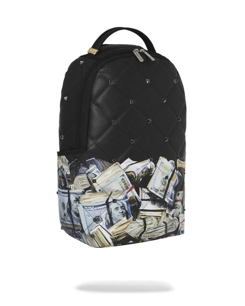 Sprayground Backpack QUILTED MONEY STASH STUDDED BACKPACK Black | YTXPN2105