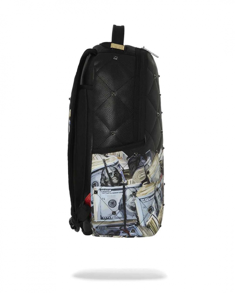 Sprayground Backpack QUILTED MONEY STASH STUDDED BACKPACK Black | YTXPN2105