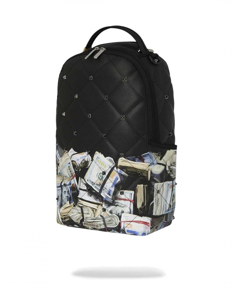 Sprayground Backpack QUILTED MONEY STASH STUDDED BACKPACK Black | YTXPN2105