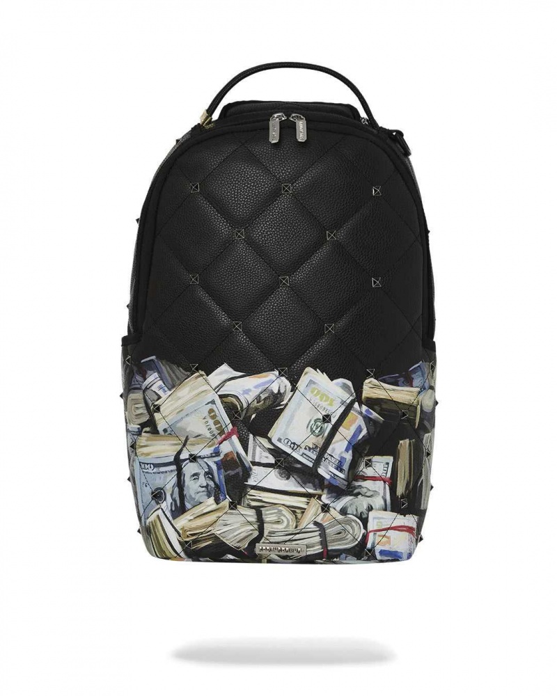 Sprayground Backpack QUILTED MONEY STASH STUDDED BACKPACK Black | YTXPN2105